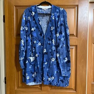 Woman Within Blue Floral Jacket. Light weight. Perfect for spring!